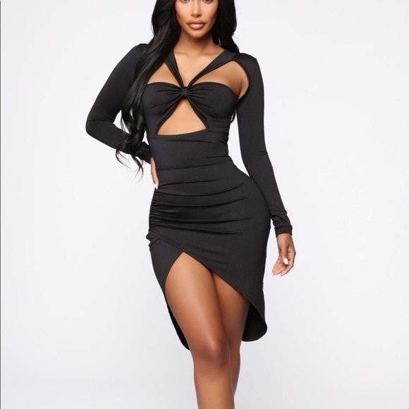 FASHION NOVA BLACK CUTOUT DRESS | SZ M‎ - Picture 1 of 6